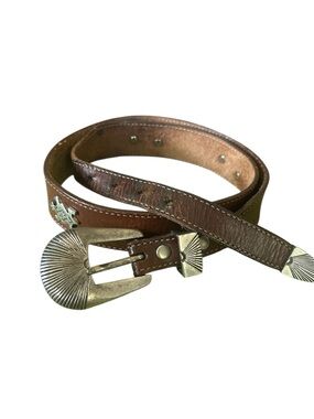 Silver Creek Collection Genuine  Leather Western Belt with Silver Concho Buckle
